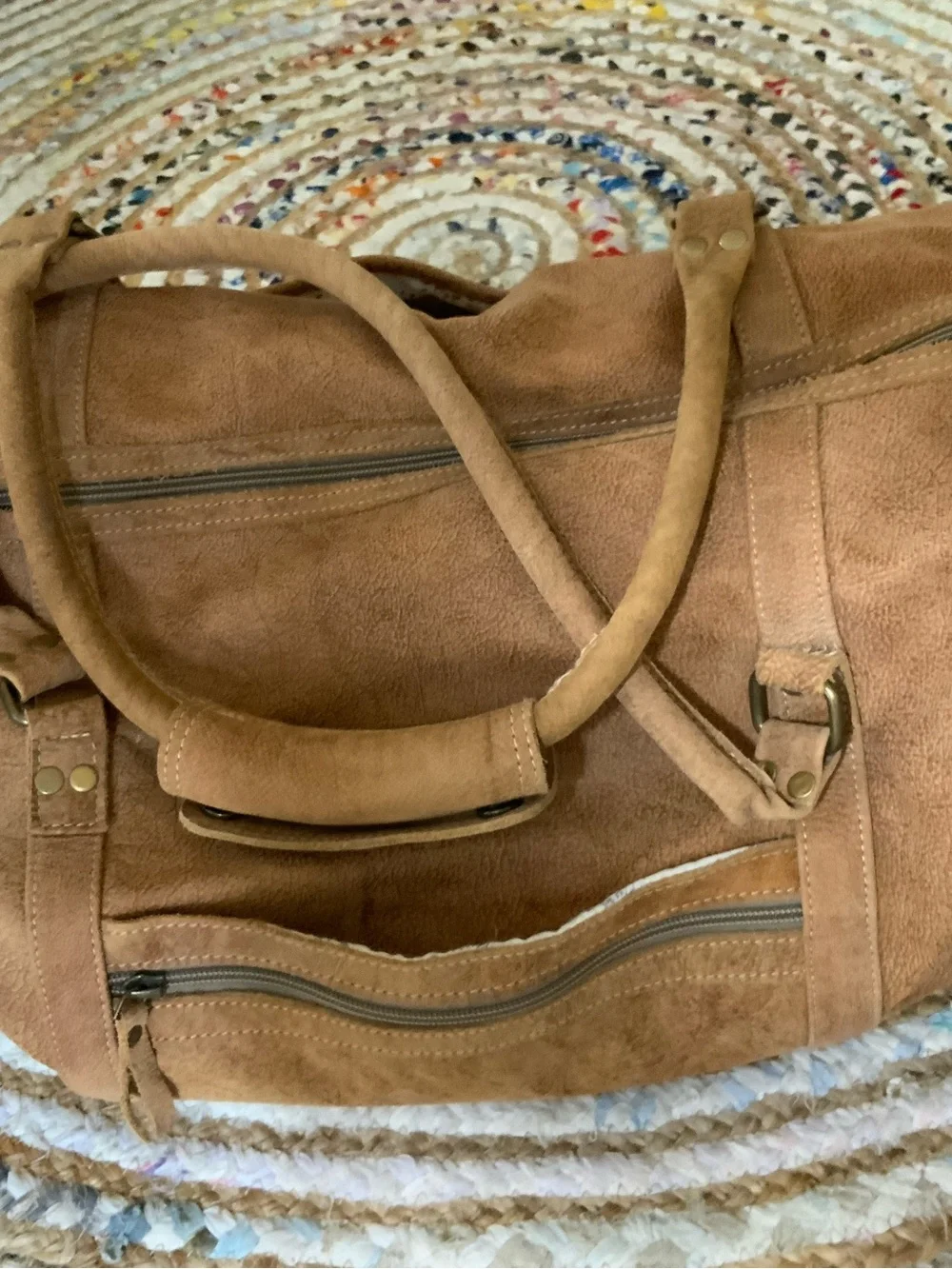 Myra Brown Leather Duffel Bag - Classic Travel Weekender NWOT